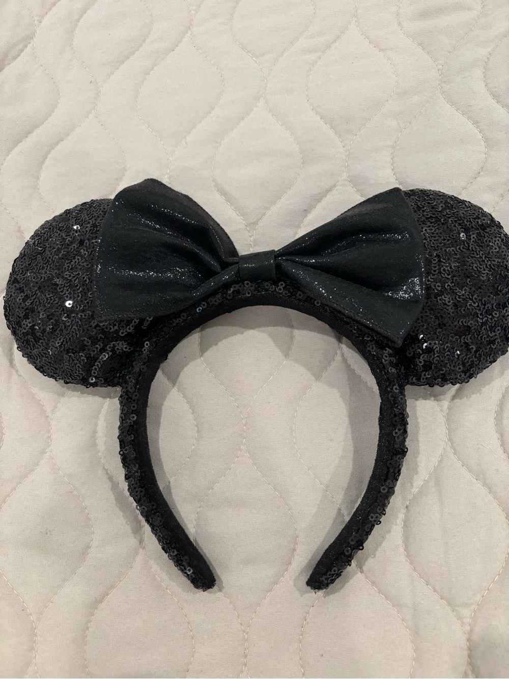 Disney Black Sequin Minnie Ears Headband with Bow